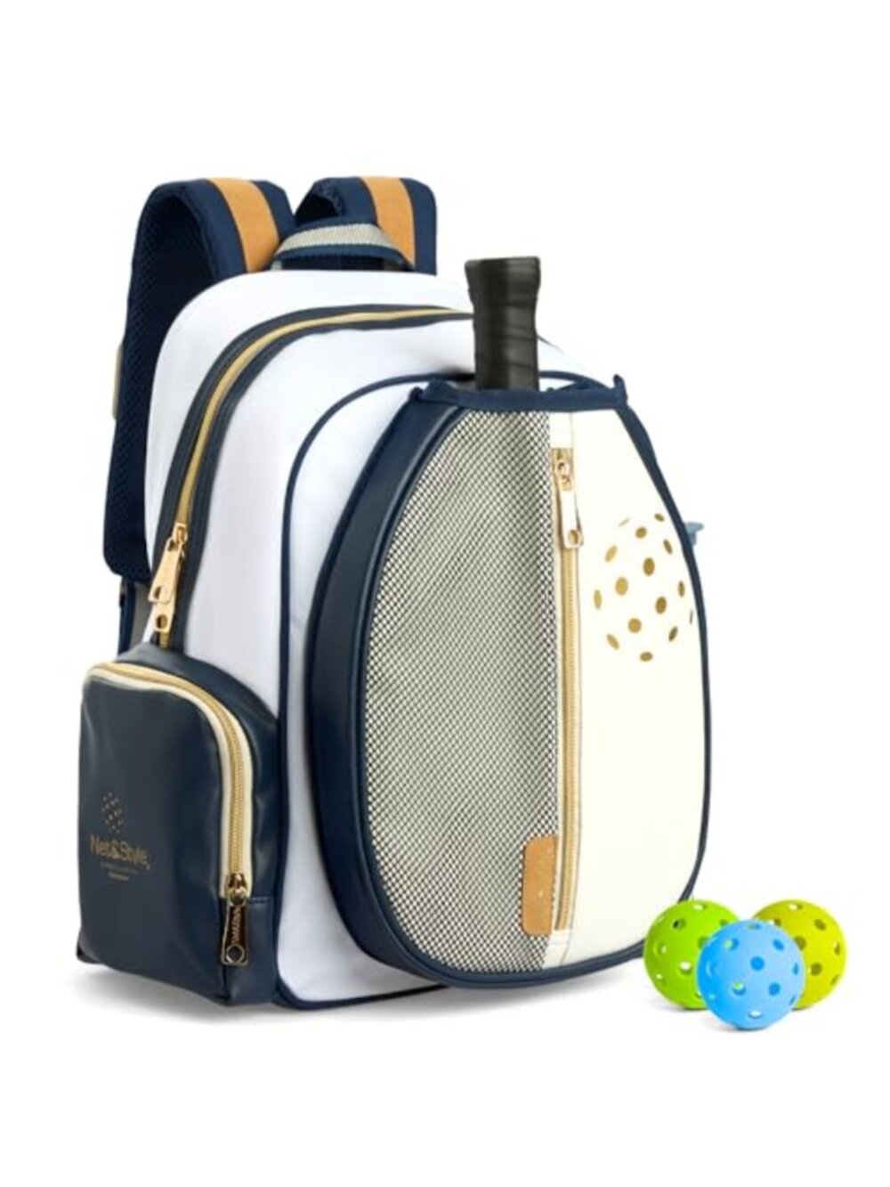Pickleball Backpack Paddle Holder Ball Pocket Water Bottle Lightweight Sports